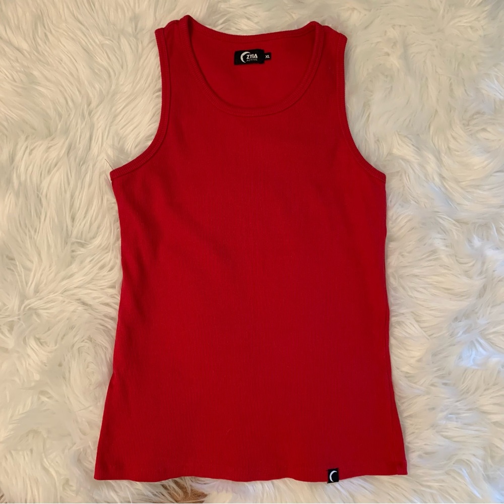 ZYIA Red Cali Tank Top Sz XL Ribbed Activewear Yoga Fitness Workout Gym - Picture 2 of 12